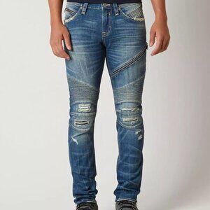 Rock Revival “Jezek” Moto Biker Distressed Slim Straight Jeans Size 42